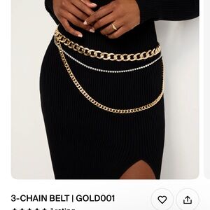 Good American Gold Layered Chain Belt